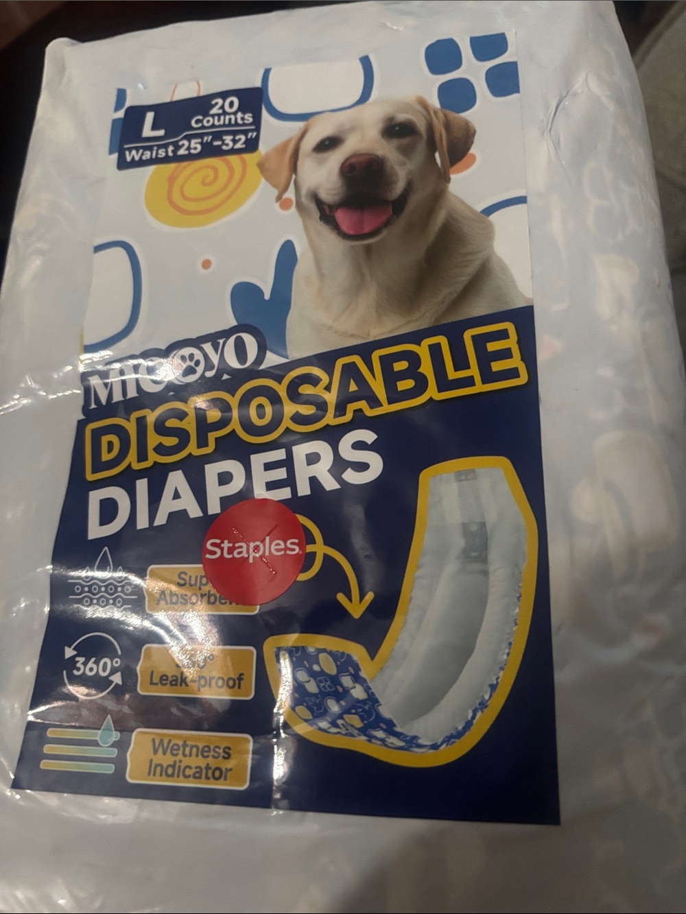 3 bags Disposable Dog Diapers - White (Large) 20 counts each